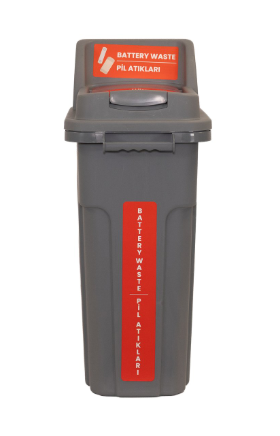 PİL ATIK KOVASI KİLİTLİ KAPAKLI 70 LT